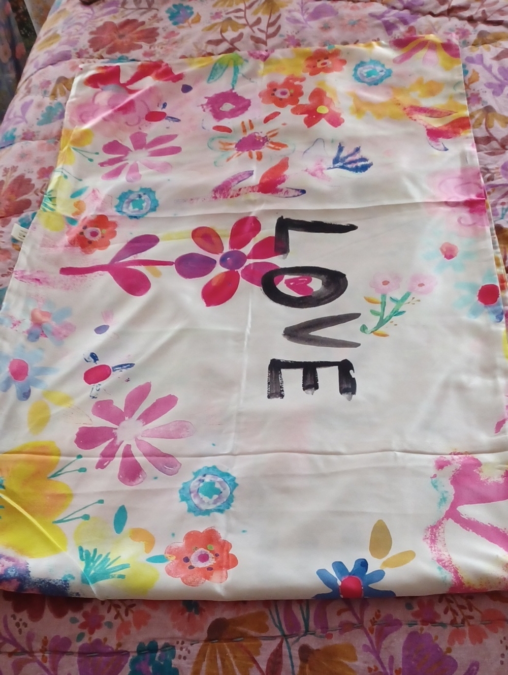 NATURAL LIFE 'LOVE' Watercolor Body Pillow Cover - Multicolor